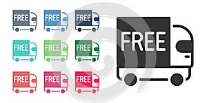 Black Free delivery service icon isolated on white background. Free shipping. 24 hour and fast delivery. Set icons