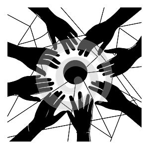 Black free hands holding vector collection