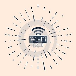 Black Free Wi-fi icon isolated on beige background. Wi-fi symbol. Wireless Network icon. Wi-fi zone. Abstract circle