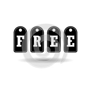 Black Free Word On Tags, simple color icon or logo