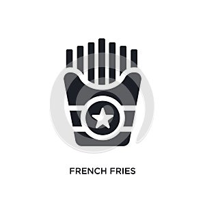 black french fries isolated vector icon. simple element illustration from united states concept vector icons. french fries