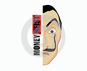 Money Heist Title With Dali Mask La Casa De Papel Design Netflix Film Abstract Vector
