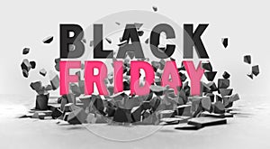 Black friday advertisement 3D headline above ground fracture