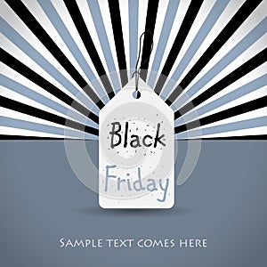 Black friday background with white tag