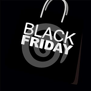 Black Friday. A bag of pens with the words black Friday on dark background. Vector illustration