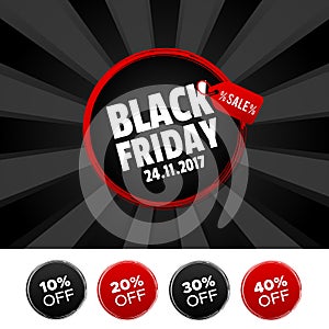 Black Friday banner and 10%, 20%, 30%