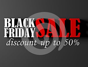 Black Friday banner with 50 percent discount.