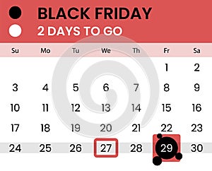 Black friday banner as calendar with countdown