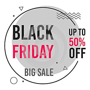 Black friday banner. Big sale, limited offer, up to 50% off