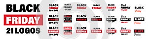 Black friday banner set. Lettering poster. Sale. Vector