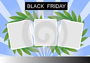 Black Friday Banner and Three Square Sticker on St