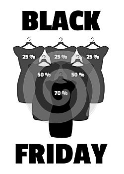 Black Friday banner vector. Little black dress.