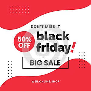 Black friday big sale abstract social media poster promotion template design with simple fluid geometric pattern background vector