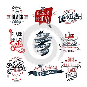 Black Friday big sale logo sign set