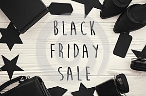 Black Friday big sale text sign, minimalistic flat lay. Special