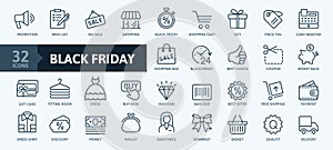 Black Friday Big Sale - thin line web icon set. Outline icons collection