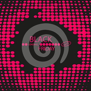 Black Friday Black dots with Loading Bar on black background.