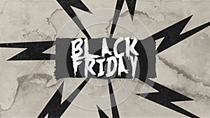 Black Friday with black thunderbolts on grey grunge texture