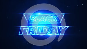 Black friday blue neon particles background cyber resolution concept.