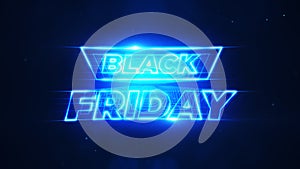 Black friday blue neon particles background cyber resolution concept. photo
