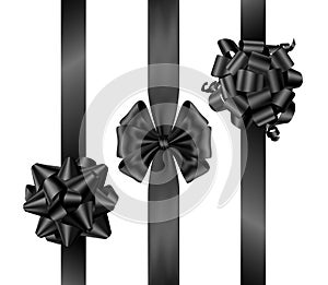 Black friday bows with vertical ribbons top view