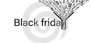 Black friday business concept, excess profit and cash flow in the funnel during sales on a white background