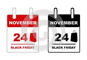 Black friday calendar isolated