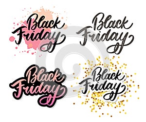 Black Friday Calligraphic Advertising Poster design vector template. Total Sale Discount Banner retro vintage style.