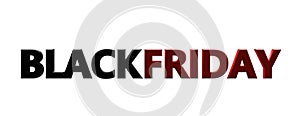 Black Friday text letters red and black color against white background. 3d illustration