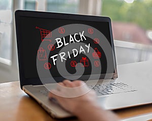 Black friday concept on a laptop