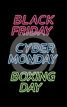 Black friday, Cyber Monday, Boxing Day