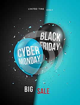 Black Friday and Cyber Monday vertical banner.