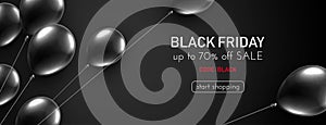 Black friday dark background with black balloons