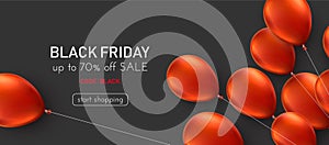 Black friday dark background with red balloons