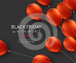 Black friday dark background with red balloons