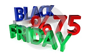 Black Friday discount of seventyfive percent, 3d rendering