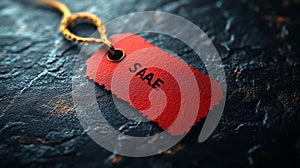 Black Friday Discounts. Red clothing label