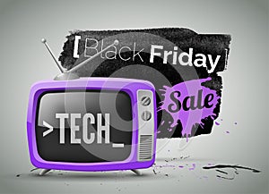 Black Friday, electronics store sale vector illustration