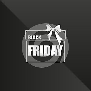 BLACK FRIDAY. Gift box with a white bow. Layout background.