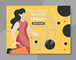 Black Friday Give Big Discount Photocall Template Hand Drawn Cartoon Flat Illustration