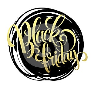 Black friday golden text design. Vector