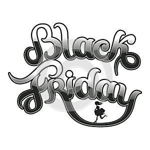Black friday hand lettering, isolated on white background. Vector calligraphy illustration.