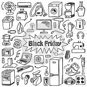 Black Friday household doodle set