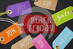 Black friday and labels with different percentages