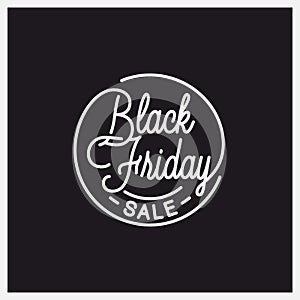 Black Friday logo. Round linear of friday sale