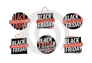 Black Friday, logo. Sale, discount, low price, shopping label or icon. Vector illustration