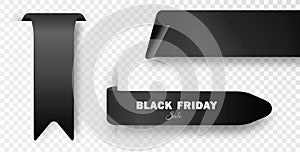 Black Friday long banners, discount labels that signal of sales and promotions. Price tags collection display discount