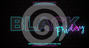 Black Friday Neon Editable Text Style Effect