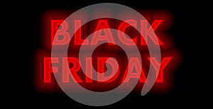 Black Friday neon red glow on black background