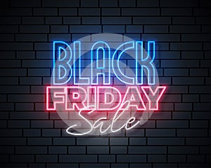 Black friday neon sale banner design